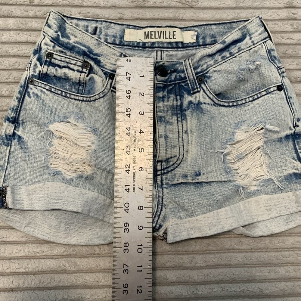 Melville Cut-Off Denim Shorts Jorts Jean Shorts Destroyed Women’s Small Italy - Picture 7 of 10